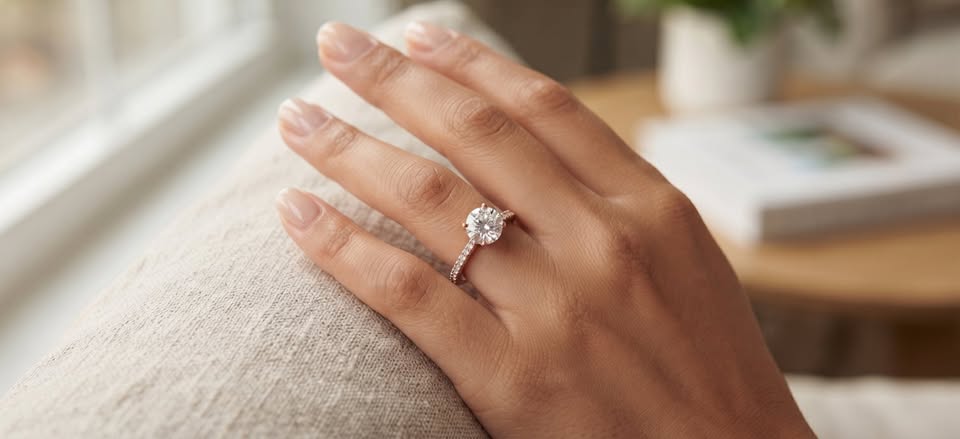 2.01 carat IGI-certified lab-grown diamond engagement ring